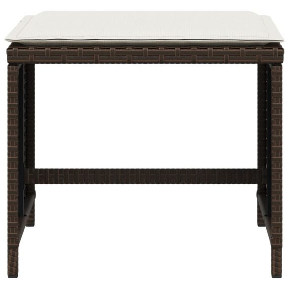 4 db barna polyrattan kerti szék párnával 41 x 41 x 36 cm