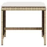 4 db bézs polyrattan kerti szék párnával 41 x 41 x 36 cm