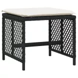 4 db fekete polyrattan kerti szék párnával 41 x 41 x 36 cm