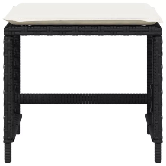 4 db fekete polyrattan kerti szék párnával 41 x 41 x 36 cm