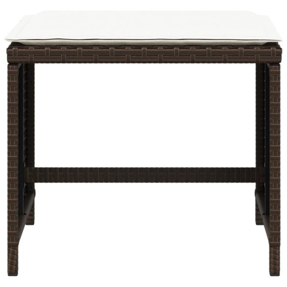 4 db barna polyrattan kerti szék párnával 41 x 41 x 36 cm