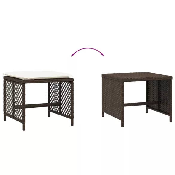 4 db barna polyrattan kerti szék párnával 41 x 41 x 36 cm