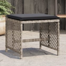   4db világosszürke polyrattan kerti szék párnával 41 x 41 x 36cm