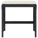 4 db fekete polyrattan kerti szék párnával 41 x 41 x 36 cm