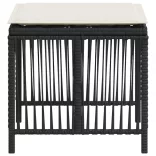 4 db fekete polyrattan kerti szék párnával 41 x 41 x 36 cm