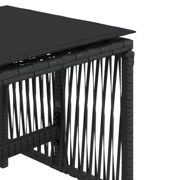 4 db fekete polyrattan kerti szék párnával 41 x 41 x 36 cm