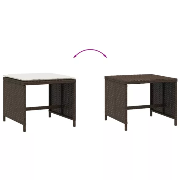 4 db barna polyrattan kerti szék párnával 41 x 41 x 36 cm