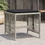 4db világosszürke polyrattan kerti szék párnával 41 x 41 x 36cm