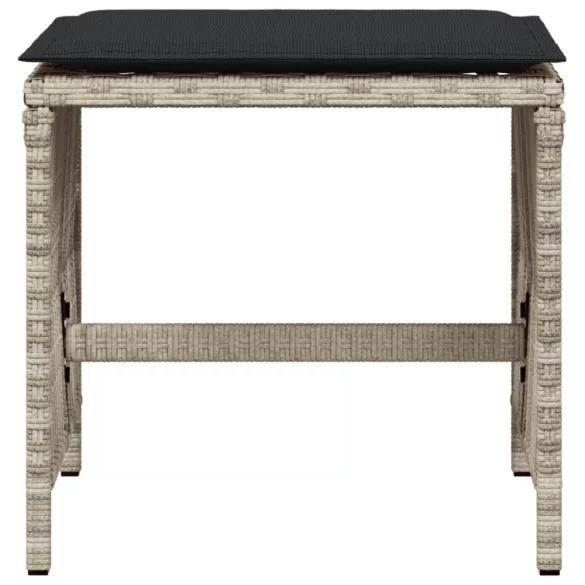 4db világosszürke polyrattan kerti szék párnával 41 x 41 x 36cm