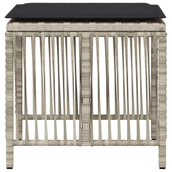 4db világosszürke polyrattan kerti szék párnával 41 x 41 x 36cm