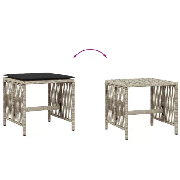 4db világosszürke polyrattan kerti szék párnával 41 x 41 x 36cm