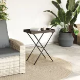 barna összecsukható polyrattan tálcaasztal 65 x 40 x 75 cm