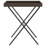 barna összecsukható polyrattan tálcaasztal 65 x 40 x 75 cm
