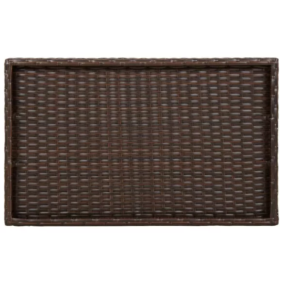 barna összecsukható polyrattan tálcaasztal 65 x 40 x 75 cm