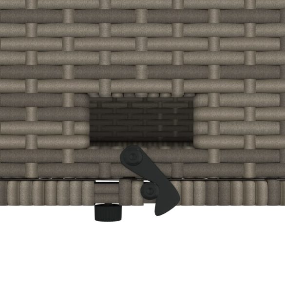 2 személyes szürke polyrattan/akácfa kerti kanapé párnával