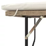 2 személyes bézs polyrattan/akácfa kerti kanapé párnával