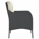 2 db fekete polyrattan kerti szék párnával