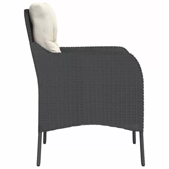 2 db fekete polyrattan kerti szék párnával
