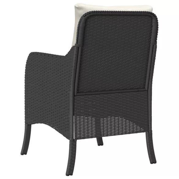 2 db fekete polyrattan kerti szék párnával