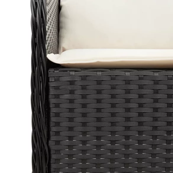 2 db fekete polyrattan kerti szék párnával