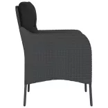 2 db fekete polyrattan kerti szék párnával