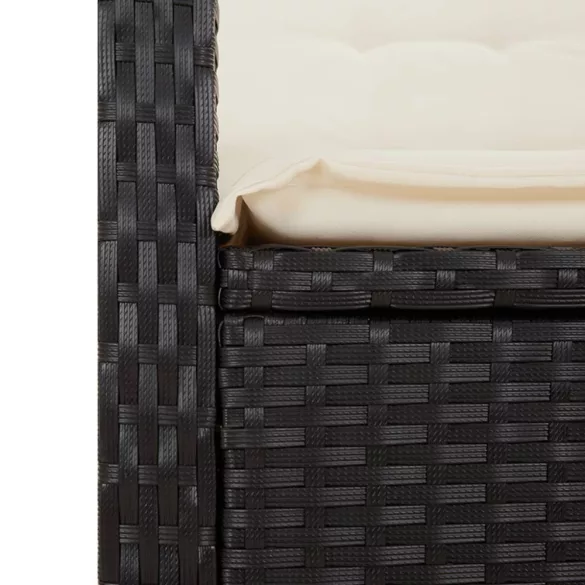fekete polyrattan dönthető kerti szék párnával