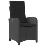 fekete polyrattan dönthető kerti szék párnával