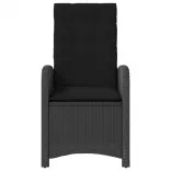 fekete polyrattan dönthető kerti szék párnával