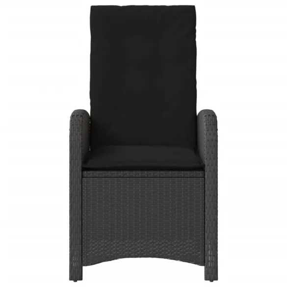 fekete polyrattan dönthető kerti szék párnával