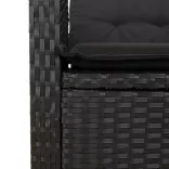 fekete polyrattan dönthető kerti szék párnával