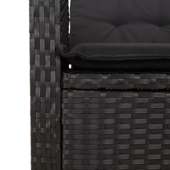 fekete polyrattan dönthető kerti szék párnával