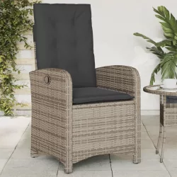 szürke polyrattan dönthető kerti szék párnákkal