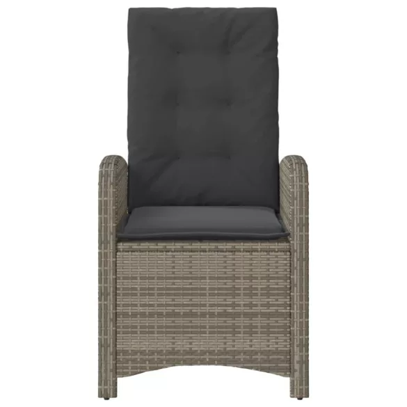 szürke polyrattan dönthető kerti szék párnákkal
