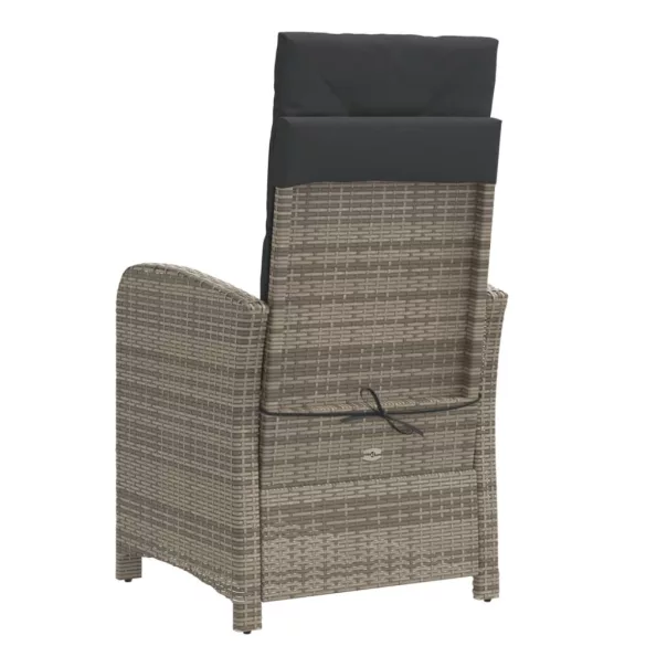 szürke polyrattan dönthető kerti szék párnákkal