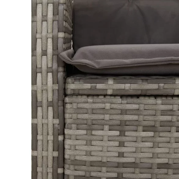 szürke polyrattan dönthető kerti szék párnákkal