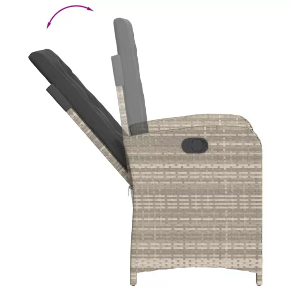 világosszürke polyrattan dönthető kerti szék párnával