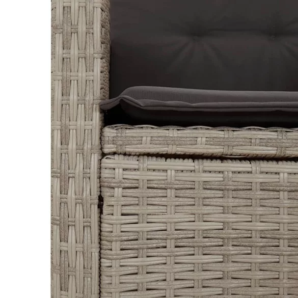 világosszürke polyrattan dönthető kerti szék párnával