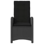 2 db fekete polyrattan dönthető kerti szék párnával