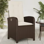 2 db barna polyrattan dönthető kerti szék párnákkal