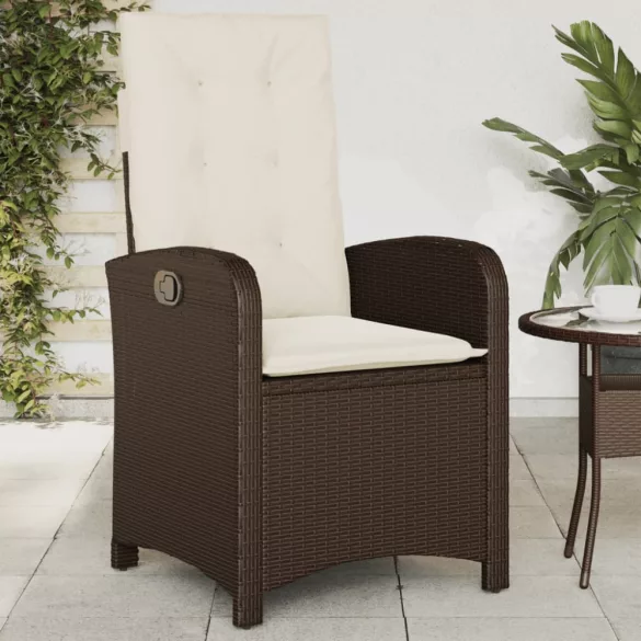 2 db barna polyrattan dönthető kerti szék párnákkal