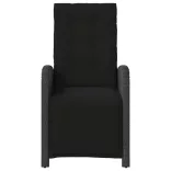 fekete polyrattan dönthető kerti szék lábtartóval
