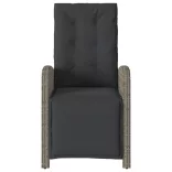 szürke polyrattan dönthető kerti szék lábtartóval