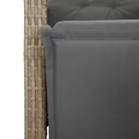 vegyes bézs polyrattan dönthető kerti szék lábtartóval