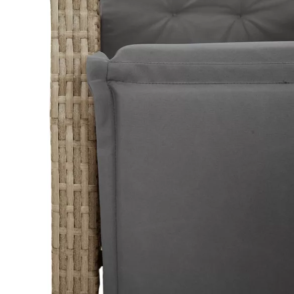 vegyes bézs polyrattan dönthető kerti szék lábtartóval