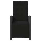 2 db fekete polyrattan dönthető kerti szék lábtartóval