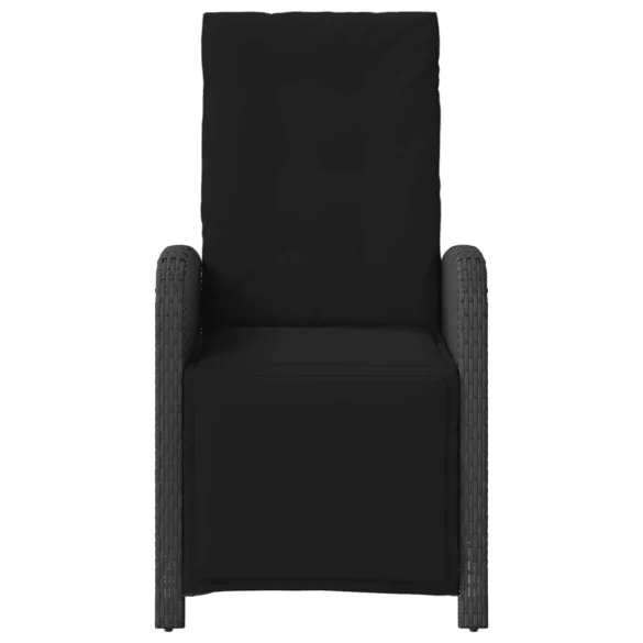 2 db fekete polyrattan dönthető kerti szék lábtartóval