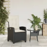 fekete polyrattan dönthető kerti szék párnával