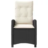 fekete polyrattan dönthető kerti szék párnával