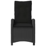 fekete polyrattan dönthető kerti szék párnával