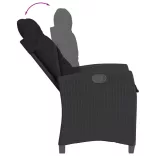 fekete polyrattan dönthető kerti szék párnával